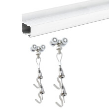 Picture Hanging System HeavyDuty Adjustable Art Hanging Rail Track Kit for Gallery Wall Mount 165cm White