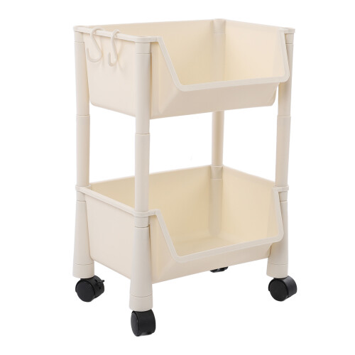 2-Tier Compact Rolling Storage Organizer, Large 1