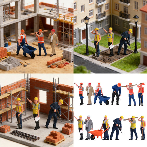 Detailed Construction Site Worker Figures 1:64 Scale Resin-E 2