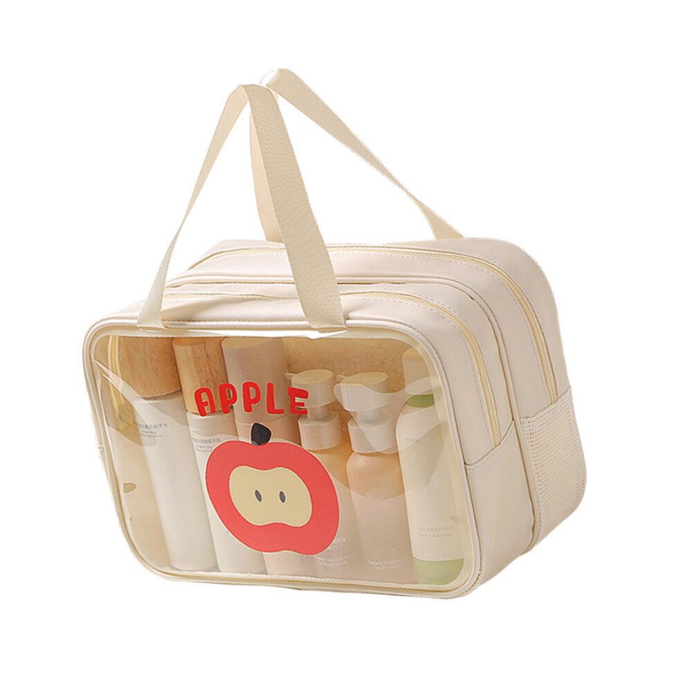 Beige Cartoon Makeup Bag,Portable Travel Cosmetic- L