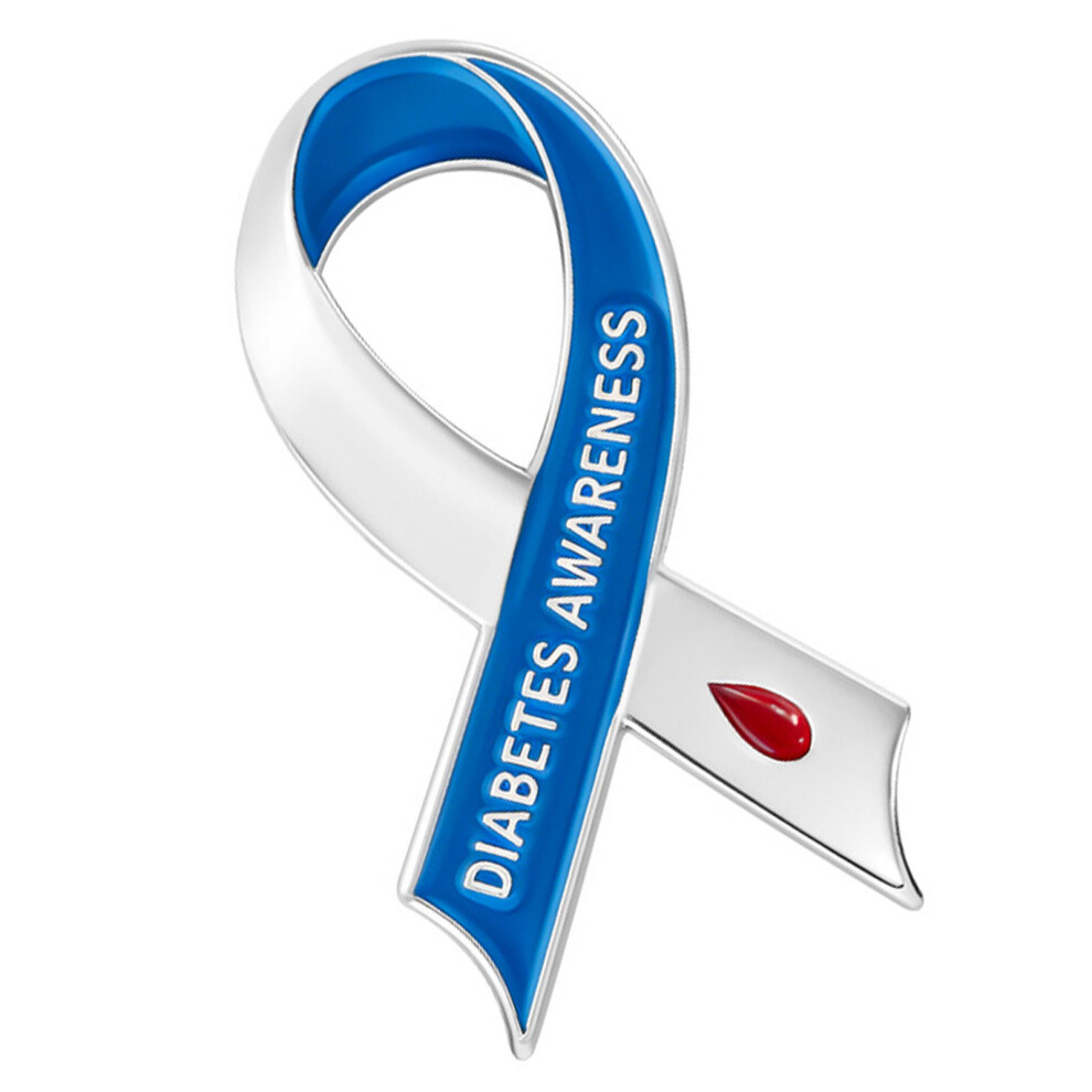 Blue/White Alloy Ribbon Pin Brooch Badge Jewelry For Health Campaigns And