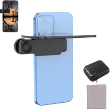 Smartphone Camera Mirror Clip with HD Reflection and 360 Adjustable Angle, Travel Lens for Phone Photography (Black)