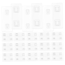 Adhesive Wall Hooks 20 Sets Strong NoDrill DoubleSided PVC Hooks for Hanging and Home Organization