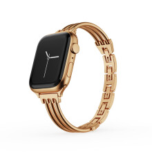 Metal Band for Apple Watch Women Rose Gold Slim Stainless Steel Bracelet Adjustable Link for Series 10 9 8 7 6 SE Ultra