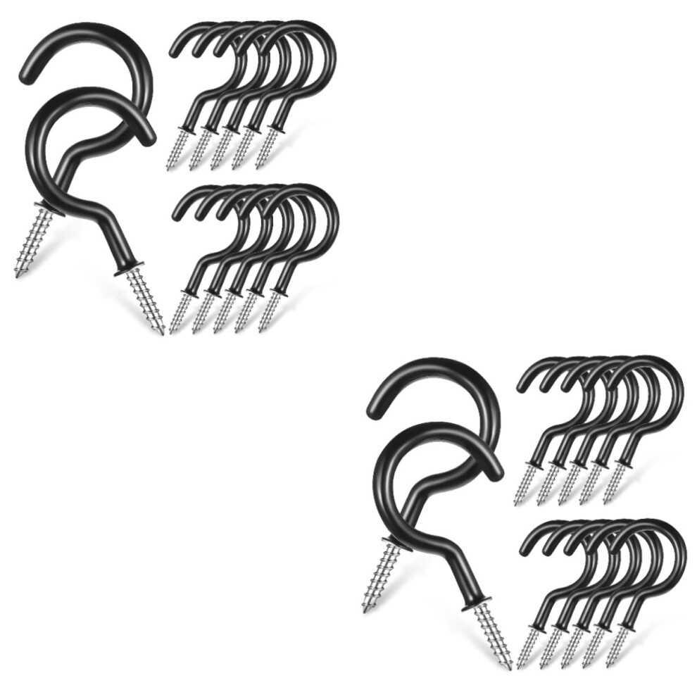 24Pcs Black Vinyl Coated Ceiling Screw Hooks For Hanging Plants Mugs And Decorations Heavy Duty 9771547857150
