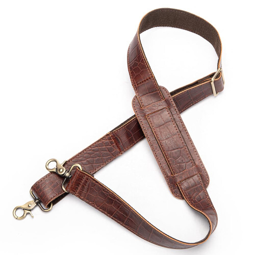 Leather Bag Strap Adjustable Cowhide Replacement Shoulder Strap with Padded Comfort for Messenger Bag