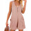 omens Knit Sleeveless U Neck Button Front Pockets Romper-Pink S 1