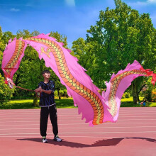 Ribbon Dancing Poi 6m Pink Silk Dragon Dance Ribbon for Adults, Bright Flexible Washable Fitness Performance