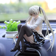 Beautiful Anime Girl Figure Holding Bunny Bear Doll White PVC Collectible Sculpture Gift Decor