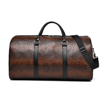Leather Travel Bag for Men Waterproof PU Leather Duffle Bag Large Capacity Carry On Weekender Deep Brown