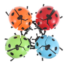 4pcs Wind Up Ladybug Toy Set with Crawling Action, Bright Design, Battery Plastic Party Favors