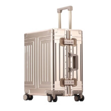 28 Inch Aluminum Magnesium Alloy Luggage with TSA Secure Lock, Durable Hard Shell Suitcase, Gold