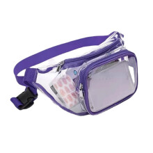 Clear Fanny Pack for Women Concert, Waterproof Waist Bag with Adjustable Belt for Travel Hiking Purple