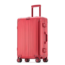 Aluminum Carry On Luggage 29 Inch Red Zipperless Alloy Shell with TSA Secure Lock and 360 Silent Wheels