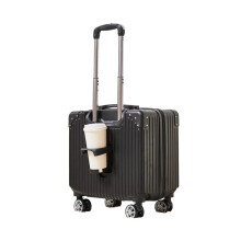 18 Inch Carry On Hard Shell Suitcase with Lock, Black Cabin Spinner Luggage for Travel