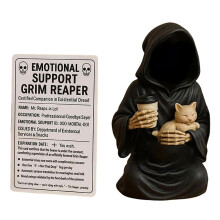 Gothic Desk Ornament Color B Dark Humor Cat Figurine Goth Resin Finish Halloween Gift Decor