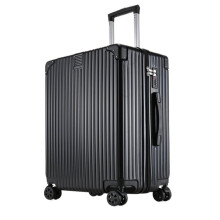 20 Inch Leather Travel Suitcase with Password Lock, Large Capacity Luggage with 360 Wheels, Black