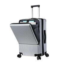 20 Inch Carry On Luggage with Silver Zipper, Aluminum Frame Hard Shell Cabin Suitcase for Travel