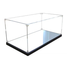 Acrylic Display Case with Mirrored Back Panel, Dustproof Clear Box for Figures and Collectibles 16x8x8