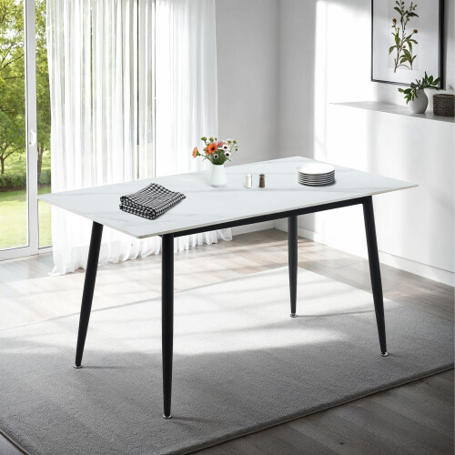 Seconique Fenton Dining Table - White Marble Stone Effect