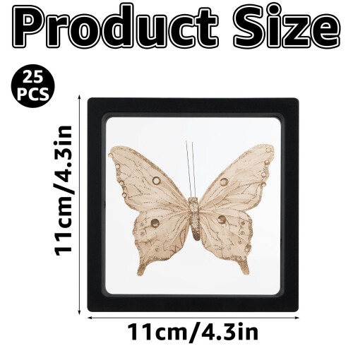 25PCS Floating Display Case 4.3x4.3 Inch Black 3D Coin Display Frame DualSided Clear Dustproof Set 1