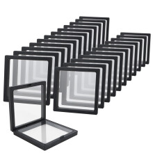 25PCS Floating Display Case 4.3x4.3 Inch Black 3D Coin Display Frame DualSided Clear Dustproof Set