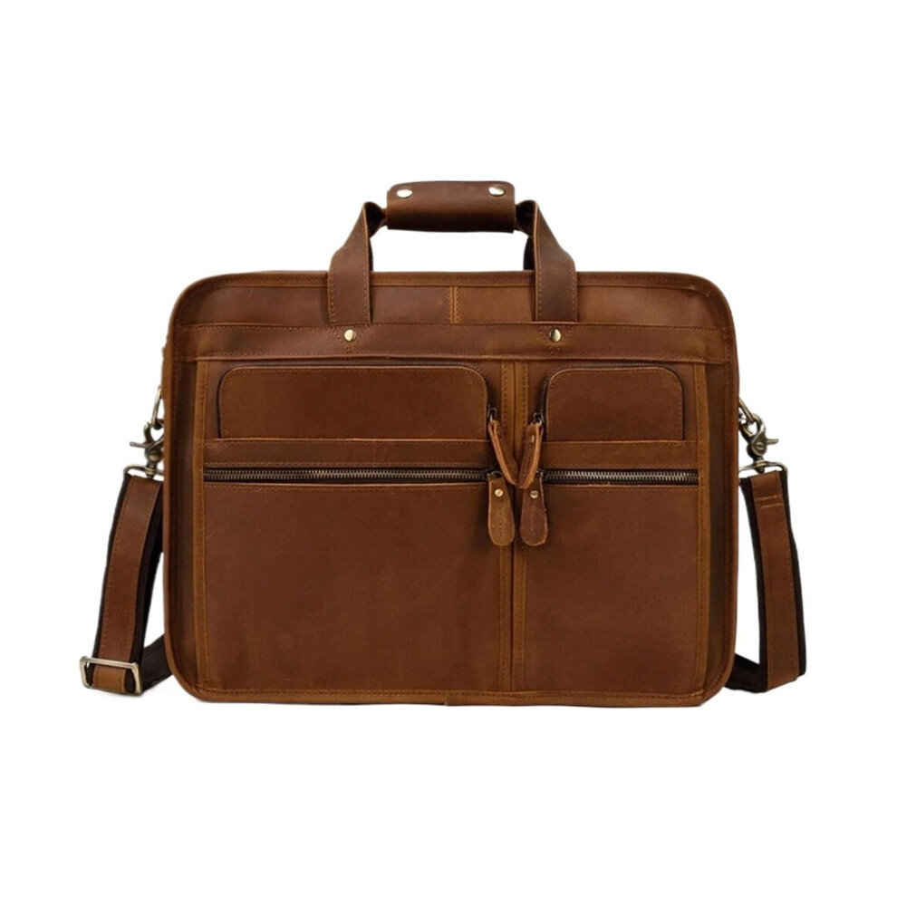 Leather Laptop Bag For Men, Large Business Messenger Briefcase With Adjustable Shoulder Strap 9351714482288