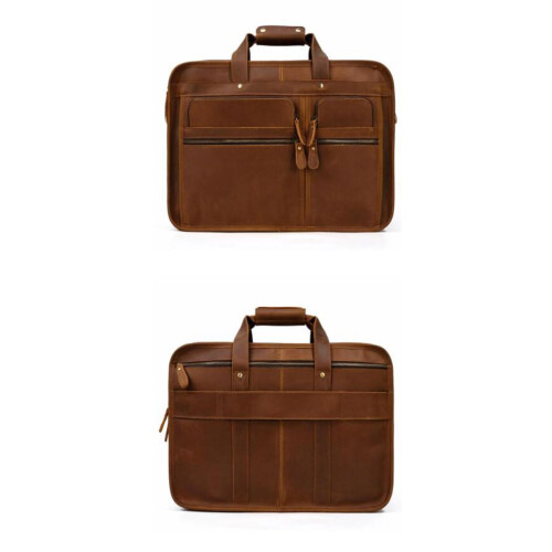 Leather Laptop Bag for Men, Large Business Messenger Briefcase with Adjustable Shoulder Strap 1