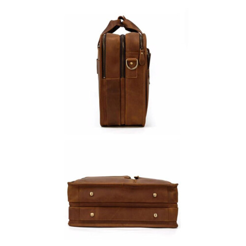 Leather Laptop Bag for Men, Large Business Messenger Briefcase with Adjustable Shoulder Strap 2