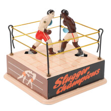 Vintage Tin Wind Up Boxing Toy with Interactive Motion, Handmade Iron Collectible for Home Decor