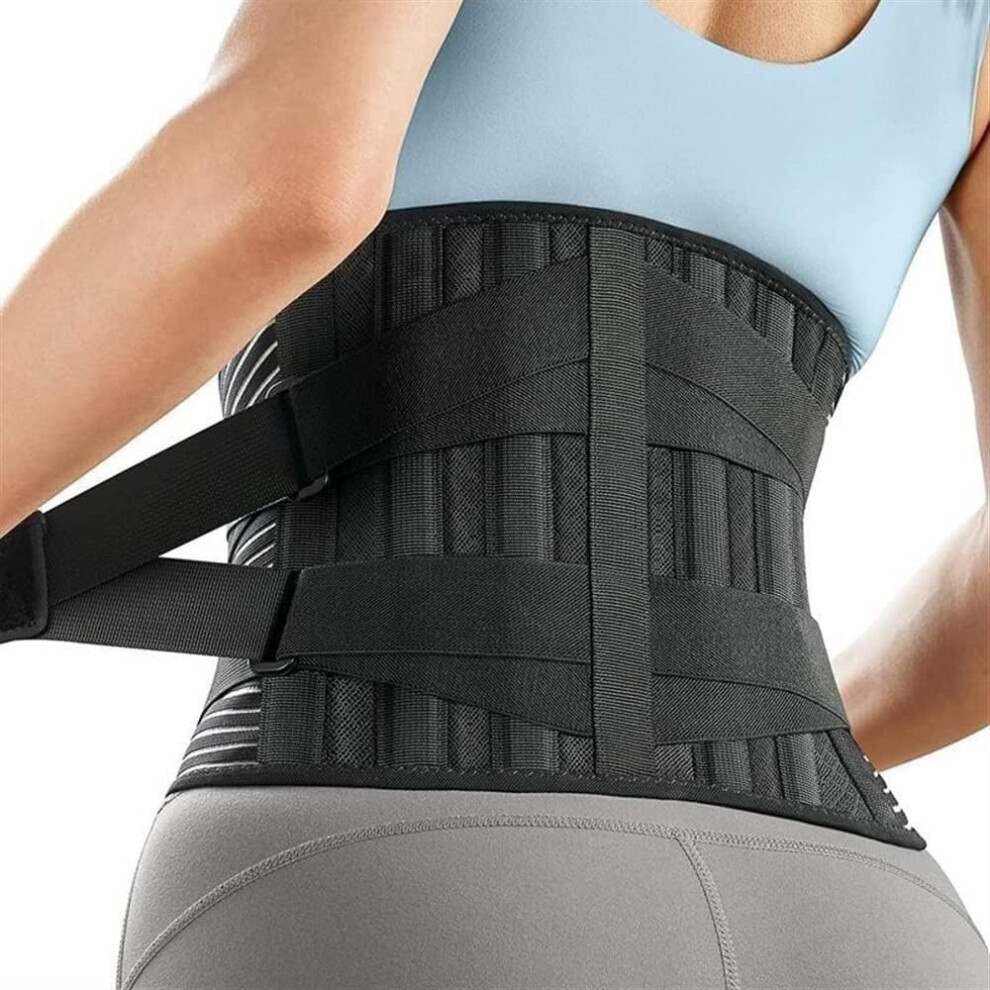 Lumbar Support Belt for Lower Back Pain Relief with Adjustable Compression Straps and Breathable Neoprene Fabric, Size L