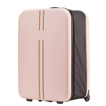 24 Inch Folding Luggage with Wheels, Expandable Hard Shell Suitcase with Built‑in Hand Truck for Travel