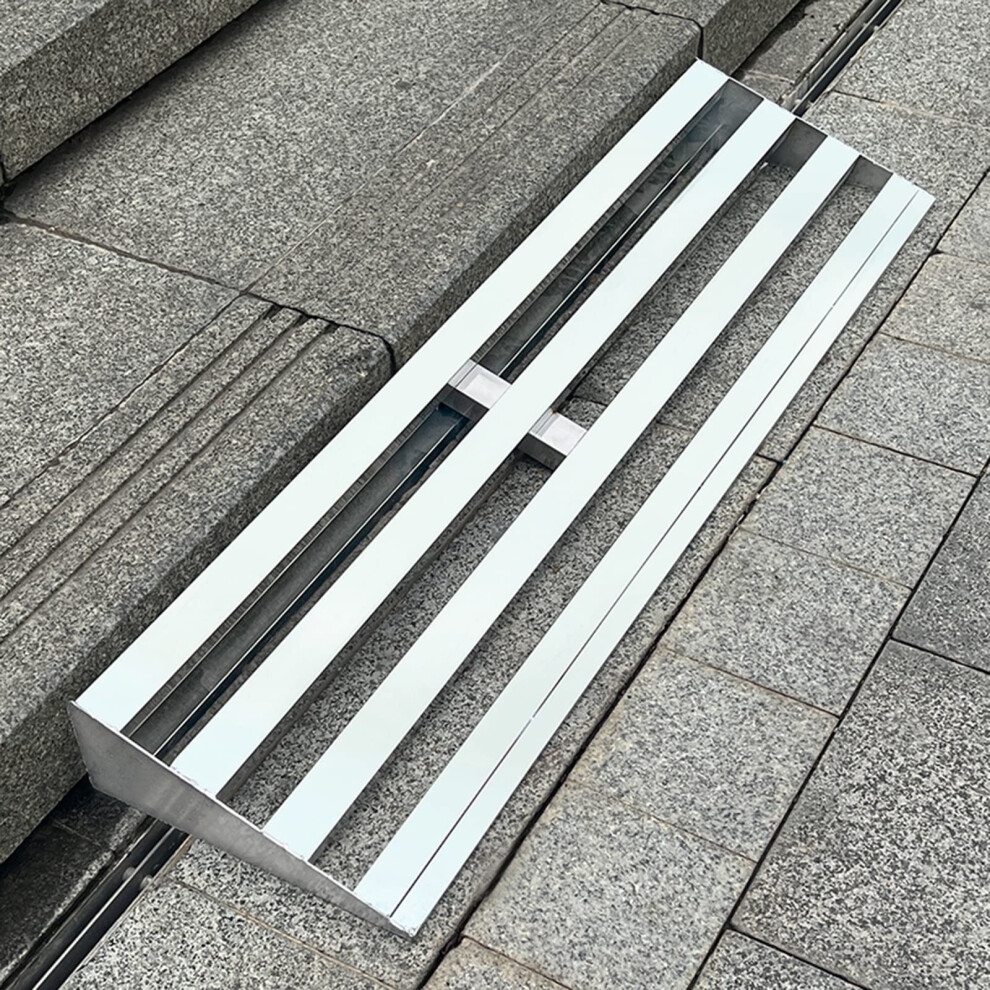 Stainless Steel Curb Ramp with Drainage Slots, Heavy Duty SlipâResistant Driveway Threshold Ramp for Wheelchair, Motorcycle, Garage Access
