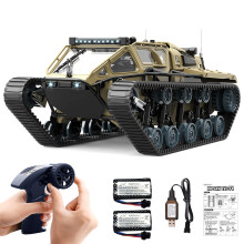 1:16 Scale RC Tank Car with 2.4GHz Remote, 360 Rotating Drift, Dual Batteries, OffRoad Military Tank for Kids and Adults