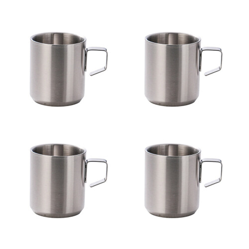Pack Of 4 Rustproof 304 Stainless Steel Cups-Silver 150ml