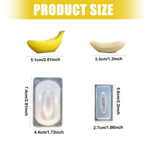 2Pcs Tiny Banana Fruit Silicone Molds For Resin Casting Making 2