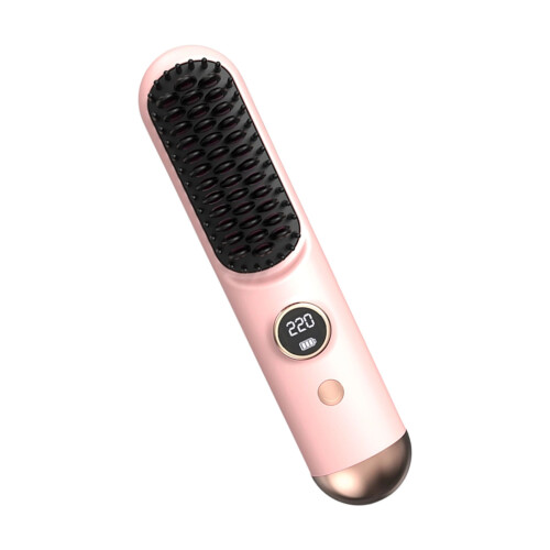 Travel Friendly Hair Comb Equipped With MCH Warming System-Pink