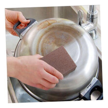 5pcs Non‑Abrasive Cleaning Sponge Pads with Emery Scouring Layer for Efficient Dishwashing in Kitchen, Restaurant and Hotel