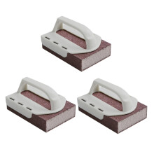 Dish Scrub Brush with Handle, DualSided Emery Sponge Scrubber for Pots and Pans, 3pcs Grey Set