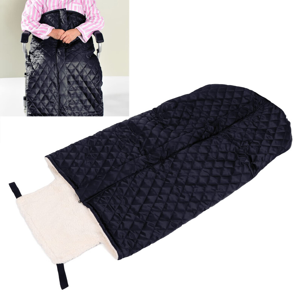 Black Thick Warm Fleece Wheelchair Blanket For Seniors, Wind Resistant Lap And Leg Warmer Cover