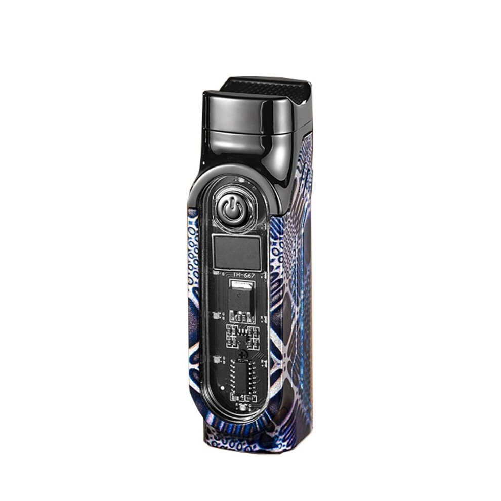 Windproof Triple Flame Cigar Torch Lighter with Builtin Cutter and Fuel Indicator Refillable Butane