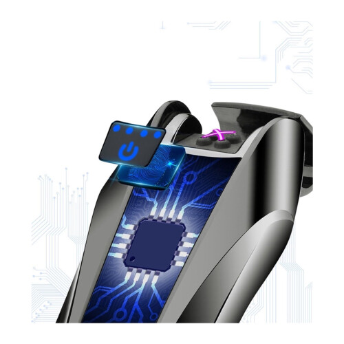 Rechargeable Electric Lighter with Touch Control Ignition, Windproof Dual Arc Plasma, Smart Battery Display Blue 1