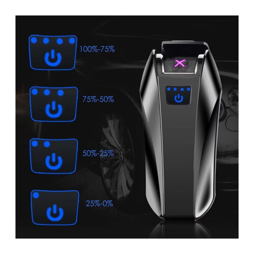 Rechargeable Electric Lighter with Touch Control Ignition, Windproof Dual Arc Plasma, Smart Battery Display Blue 2