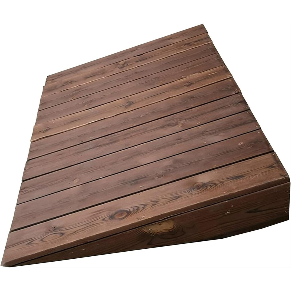 Wooden Wheelchair Ramp NonSlip Threshold Access Ramp for Doorways Curbs 14/7/4in Rise Outdoor