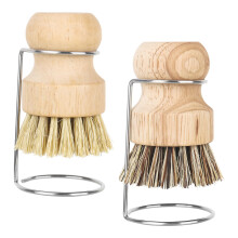 Bamboo Dish Brush Set with Drainers, Eco Friendly Kitchen Cleaning Brush for Pots, Pans and Sink