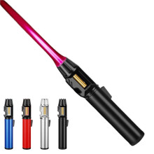Jet Torch Lighter Black, Windproof Adjustable Flame Refillable Butane Lighter with Safety Lock for BBQ Camping and Bonfire