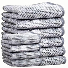 Non Scratch Dishcloths 10PCS Double Layer Wire Mesh Microfiber Nylon Kitchen Scrubbing Cloths Reusable Fast Drying Cleaning Rags