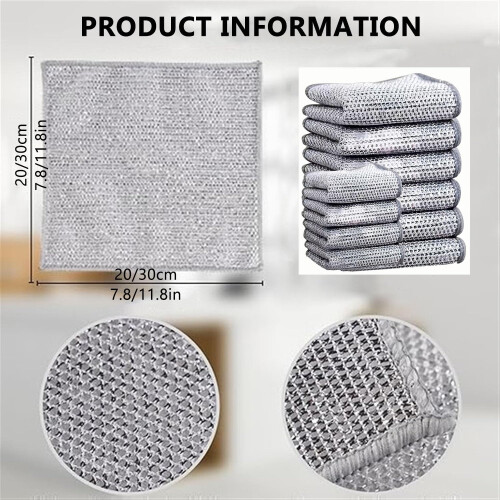 Non Scratch Dishcloths 10PCS Double Layer Wire Mesh Microfiber Nylon Kitchen Scrubbing Cloths Reusable Fast Drying Cleaning Rags 2