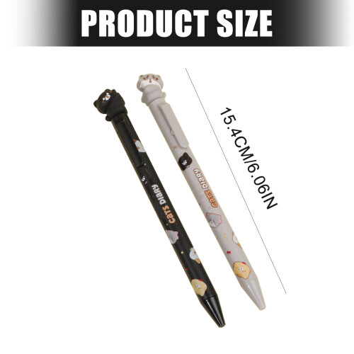 2Pcs Novelty Kitten Bear Figure Gel Pen Water Based Inks Quick 2