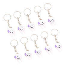 10PCS Fun Cartoon Tanden Sleutelhanger Willekeurige kleuren